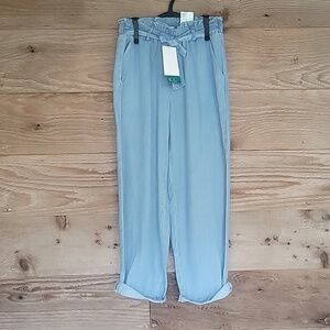 H&M Kids 7/8 Chambray Paperbag Waist Pants NWT